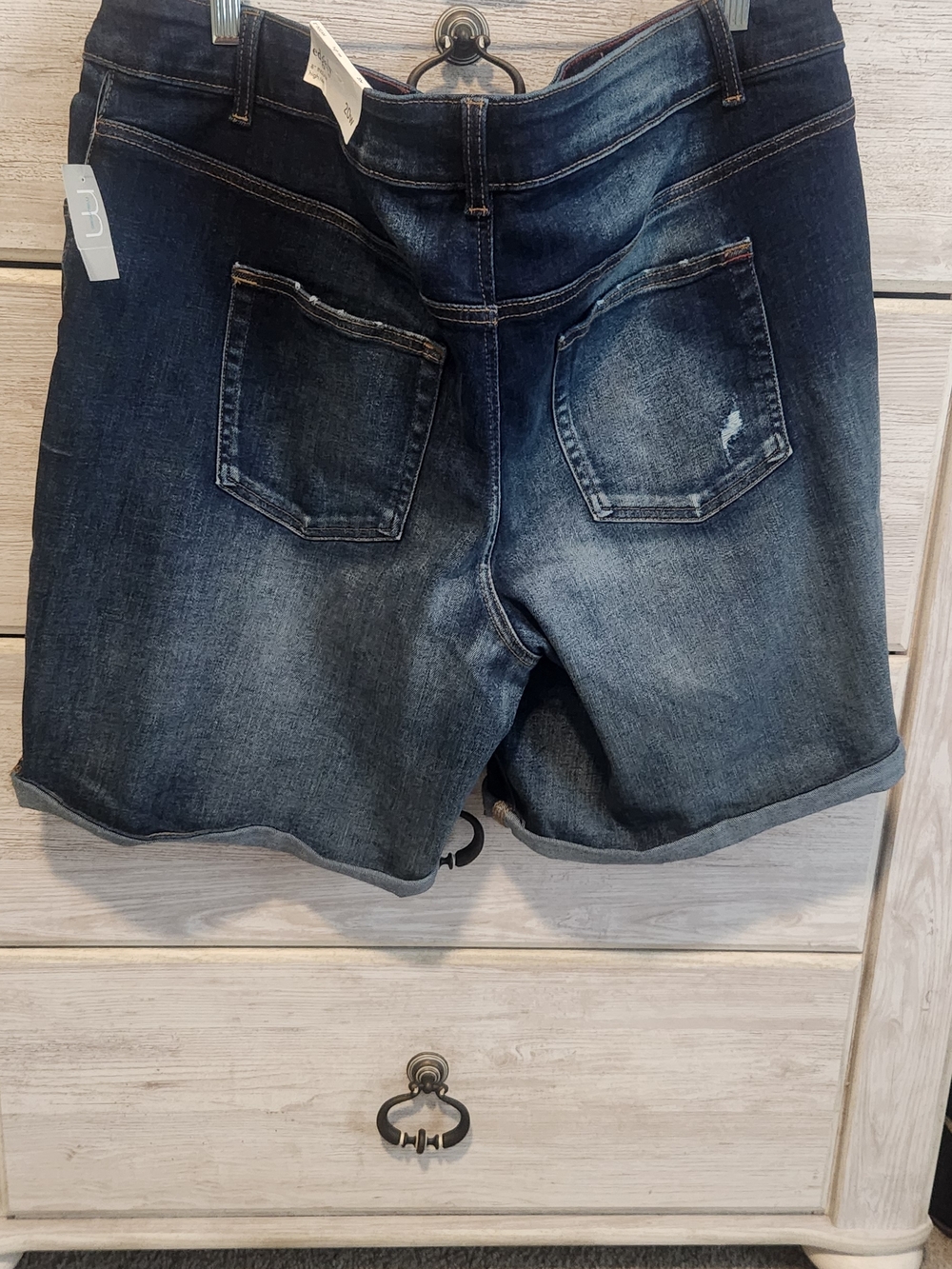 Maurices Dark Blue Washed Denim Rolled-Hem Jean Shorts